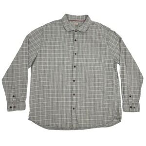Carbon2Cobalt Shirt Men's XL Gray White Plaid Long Sleeve Button Up Linen Blend‎